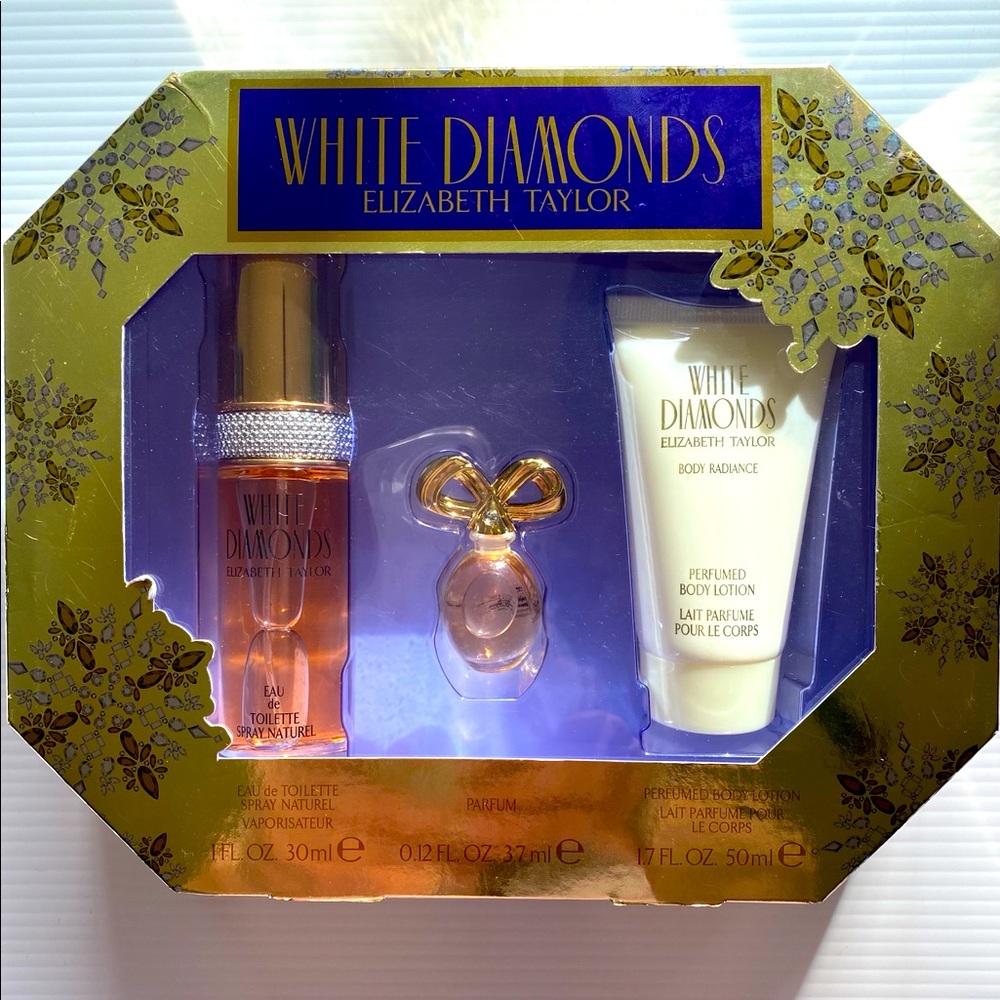 Elizabeth Taylor White Diamonds Luxury Gold Fragrance Set Cosmetics Bath Body